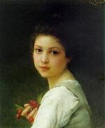 Charles-Amable Lenoir Portrait of a young girl with cherries USA oil painting artist